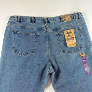 NWT Route 66 Big‎ Mens Relaxed Fit Side Elastic Jeans 46W x 32L Light Wash Denim